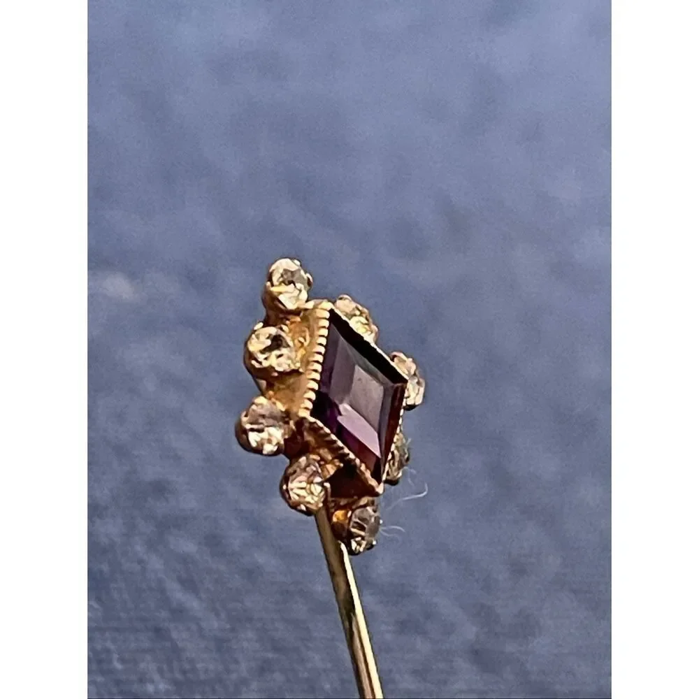 Vintage Victorian Amethyst and Faux Diamond Hat Pin